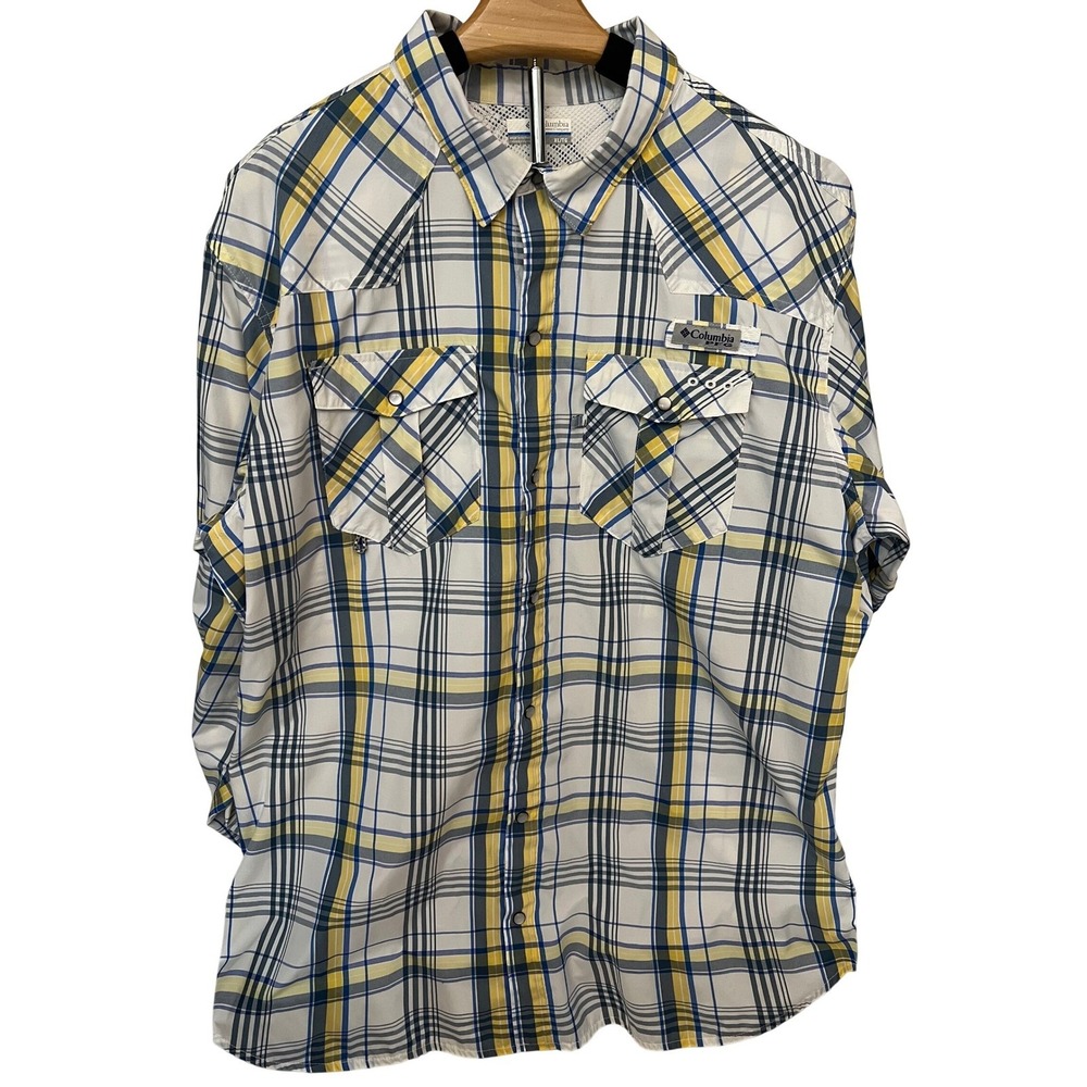 Columbia Men's Plaid Long Sleeve Shirt PFG Fishing Outdoor XL